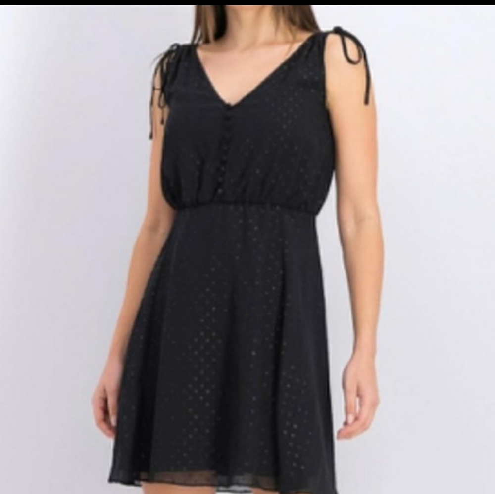 Gal Meets Glam black Elora Sparkle Dot dress